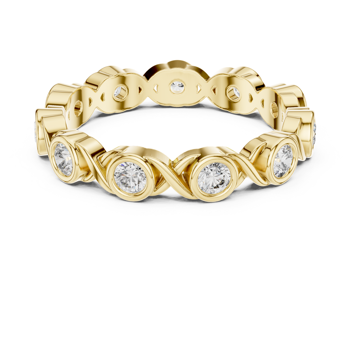 14K Solid Gold Lab Diamond Eternity Ring, Yellow Gold