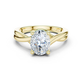 Gold Twisted Band Solitaire Engagement Ring, Oval center stone, Yellow Gold