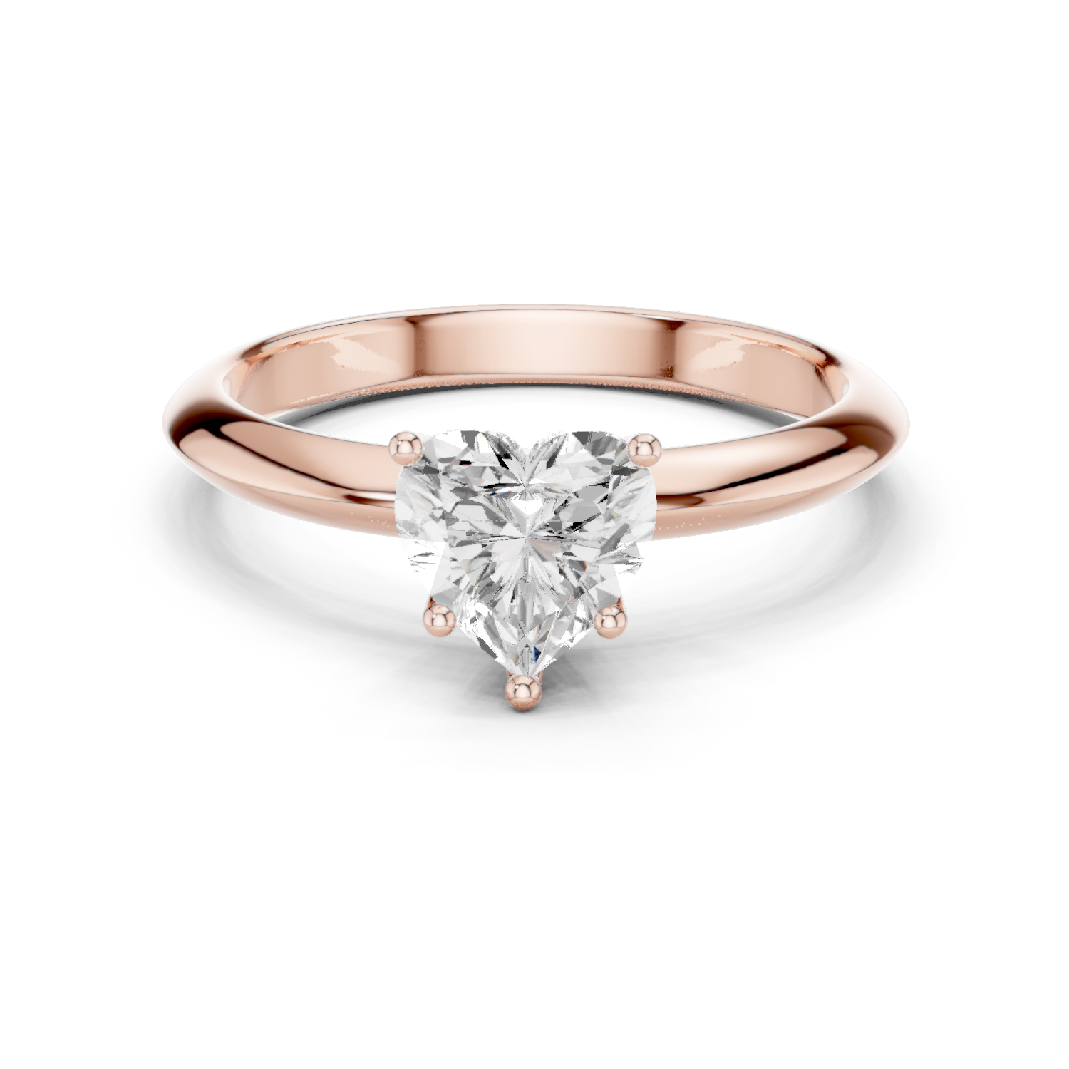 Gold Jewelry L36-6, Heart center stone, Rose Gold