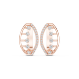 14K Solid Gold Lab Diamond Hoop Earrings, Rose Gold