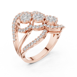 14K Solid Gold Lab Diamond Cluster Ring, Rose Gold, view 2