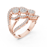 14K Solid Gold Lab Diamond Cluster Ring, Rose Gold, view 2