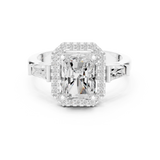 Gold Ring DDLR-342, Radiant center stone, White Gold, view 4