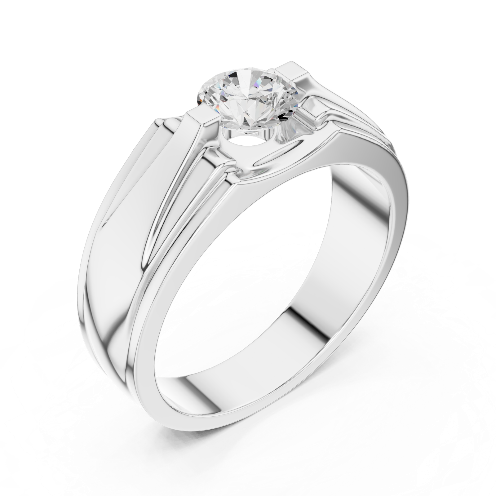 14K Solid Gold Lab Diamond Solitaire Ring, White Gold, view 2