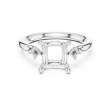 Gold Ring DDLR-164, Princess center stone, White Gold, view 4