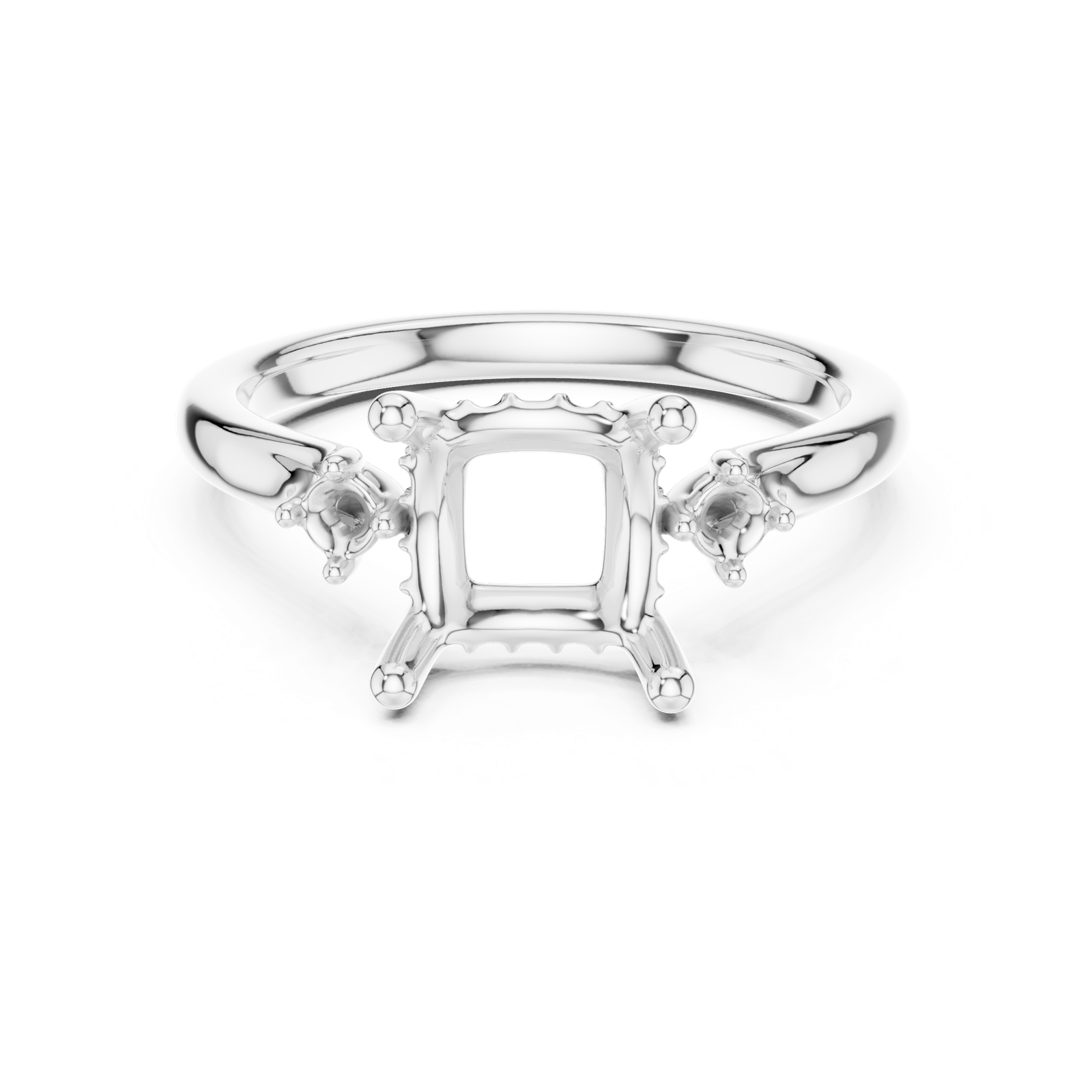 Gold Ring DDLR-164, Princess center stone, White Gold, view 4