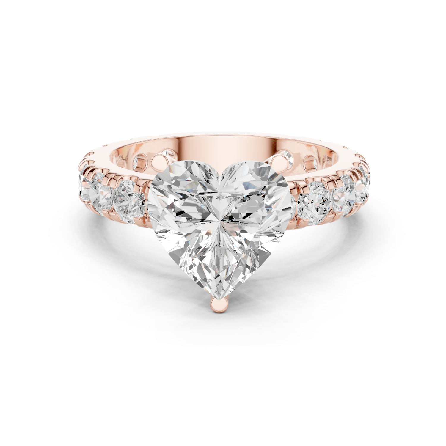 Gold Jewelry L35-63, Heart center stone, Rose Gold