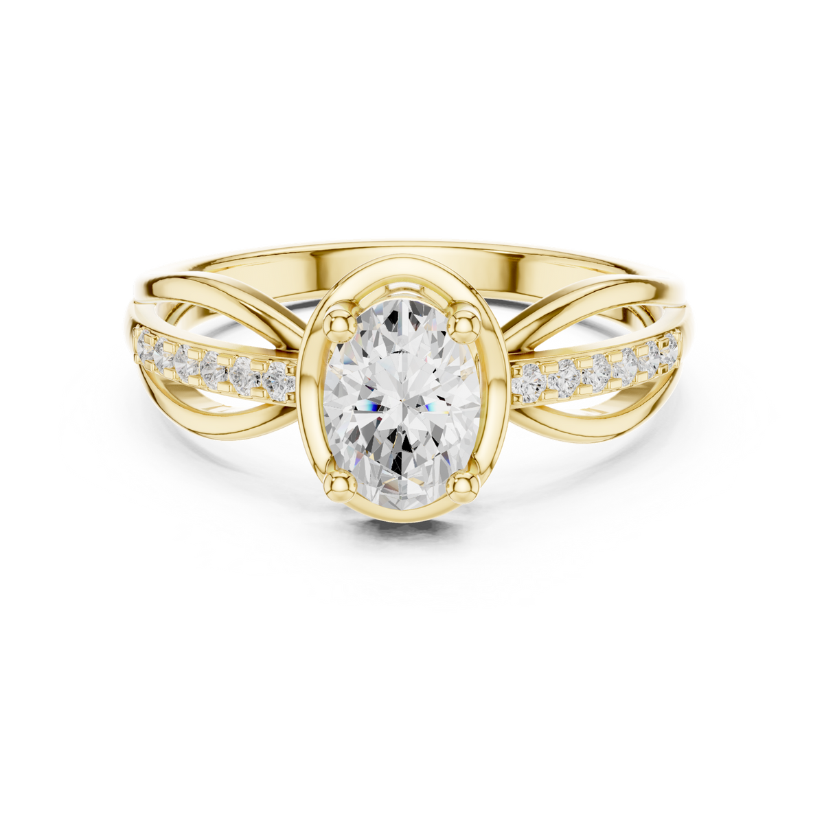14K Solid Gold Lab Diamond Twist Ring, Yellow Gold