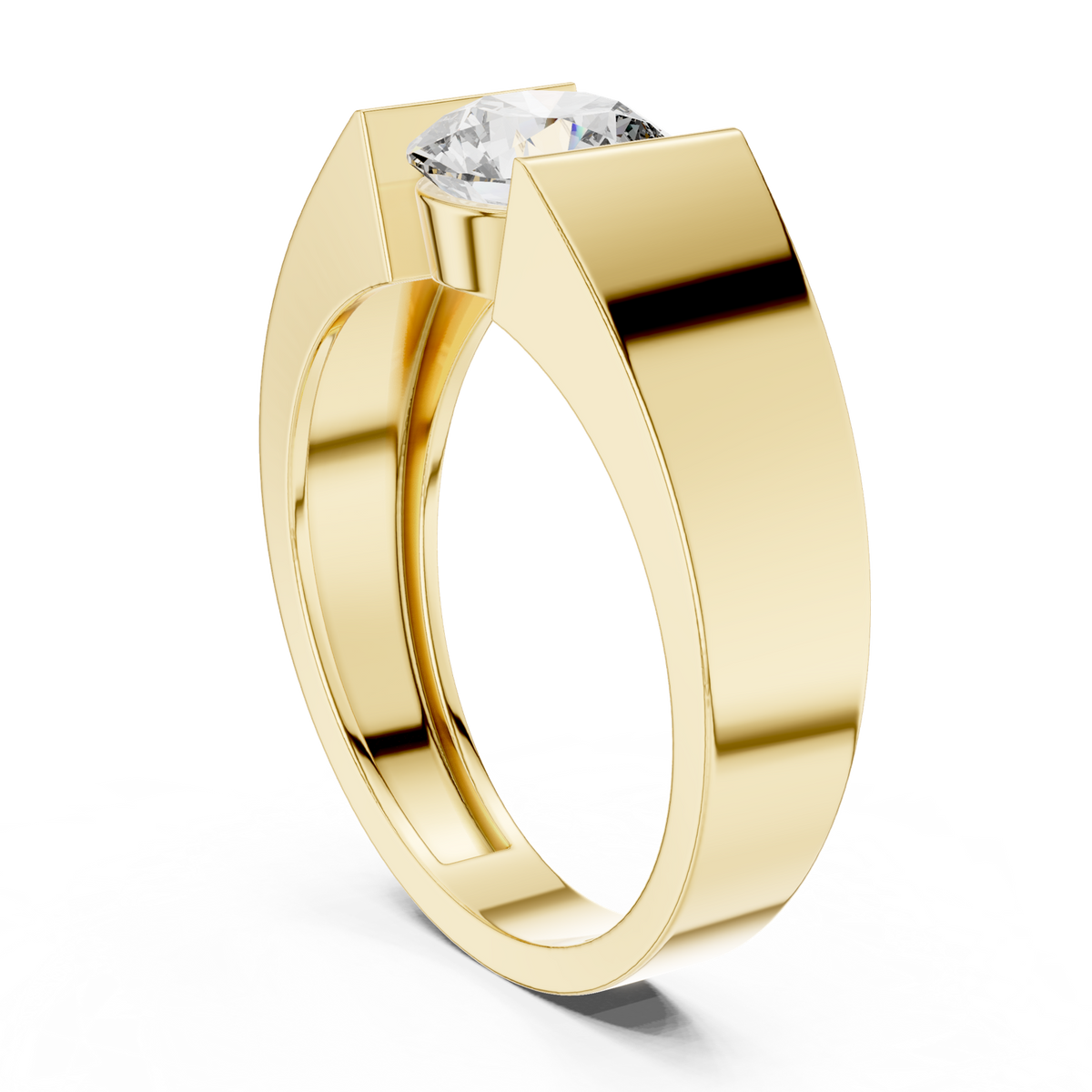 14K Solid Gold Lab Diamond Signet Ring, Yellow Gold, view 1