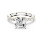 Gold Ring, Asscher center stone, White Gold