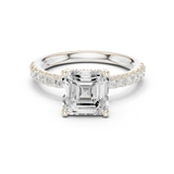 Gold Ring, Asscher center stone, White Gold