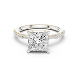 Gold Ring DDLR-177, Princess center stone, White Gold