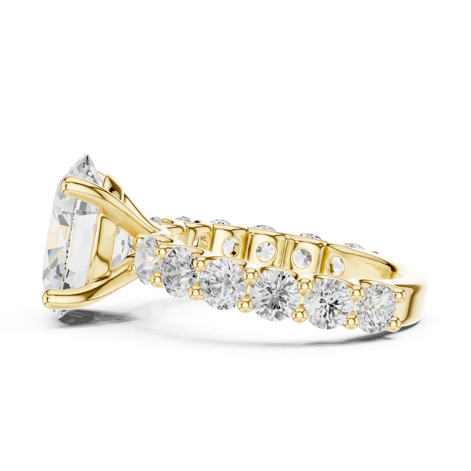 Gold Ring DDLR-087, Oval center stone, Yellow Gold, view 3