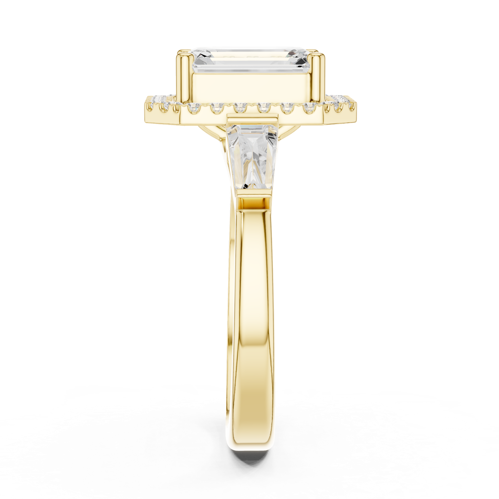 Gold Ring, Emerald center stone, Yellow Gold, view 3