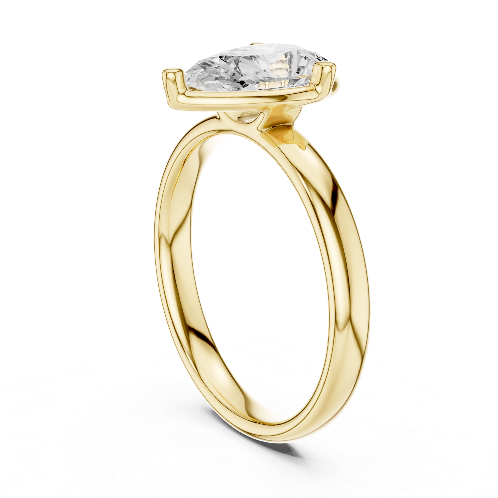 Gold Jewelry L36-10, Pear center stone, Yellow Gold, view 1
