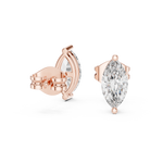 14K Solid Gold Lab Diamond Stud Earrings, Rose Gold, view 1