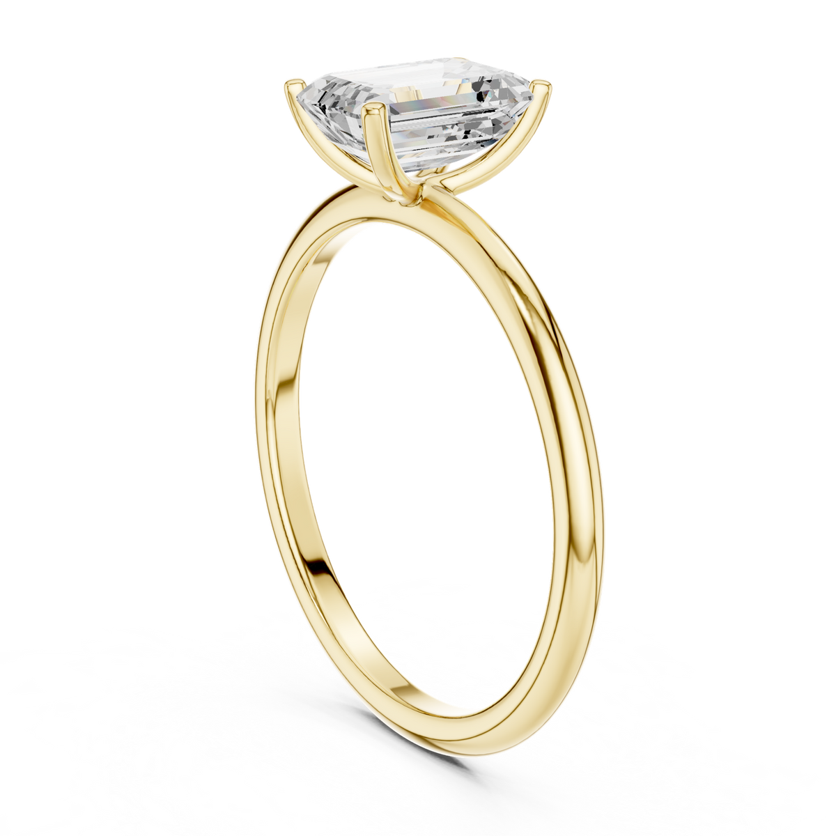 14K Solid Gold Lab Diamond Solitaire Ring, Yellow Gold, view 1