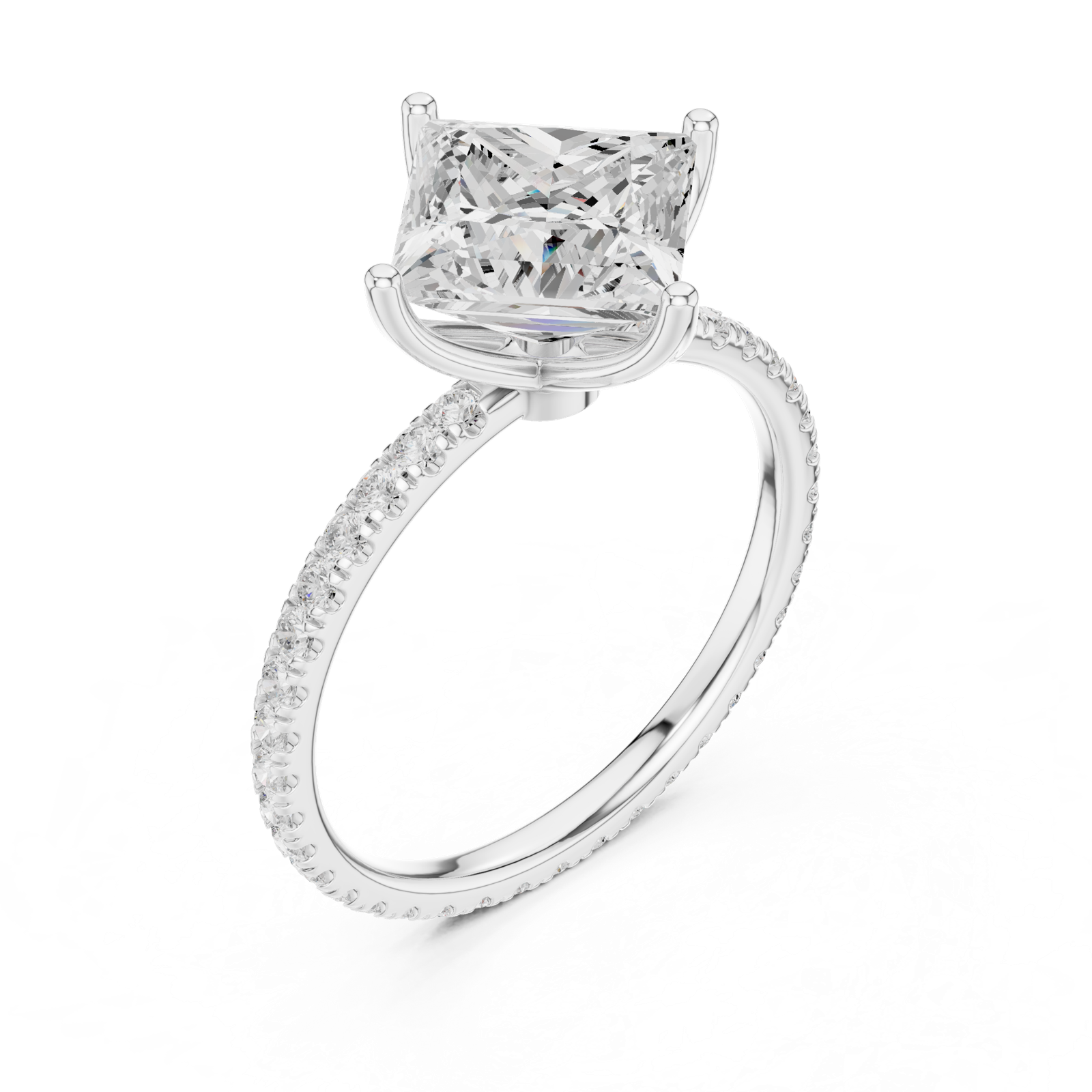 Gold Jewelry L36-16, Princess center stone, White Gold, view 2