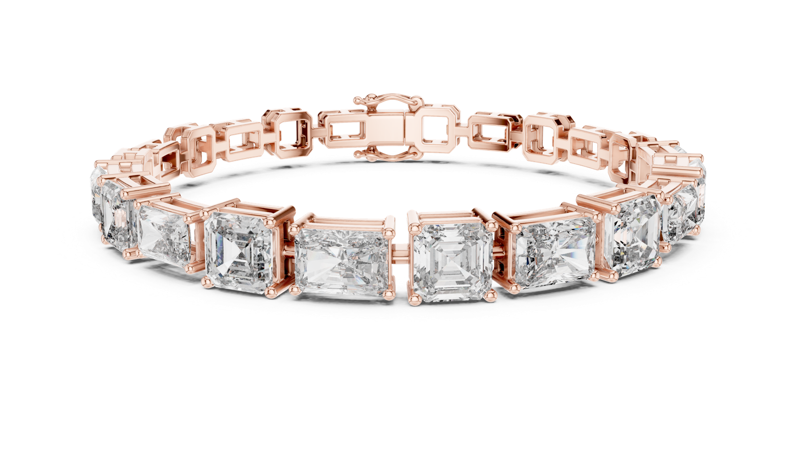 14K Solid Gold Lab Diamond Bracelet, Rose Gold, view 4