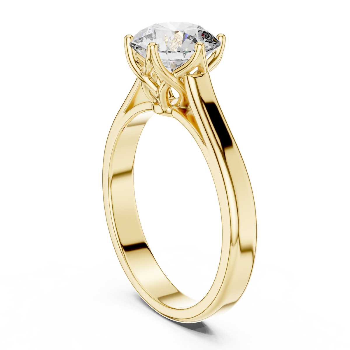 14K Solid Gold Lab Diamond Solitaire Ring, Yellow Gold, view 1