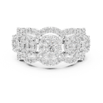 14K Solid Gold Lab Diamond Three-Stone Ring, White Gold