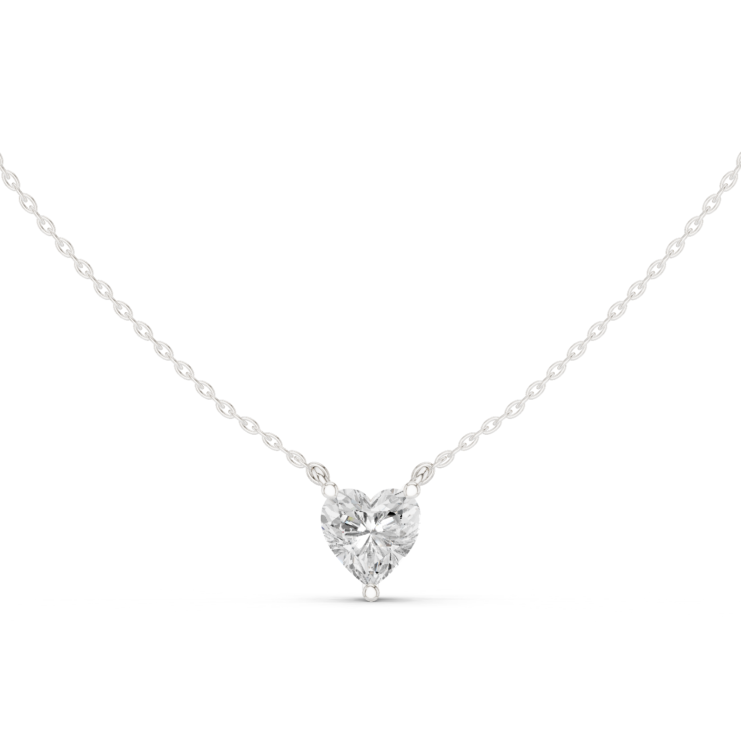 Gold Jewelry DDPO-001, Heart center stone, White Gold