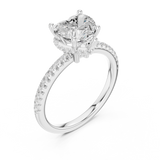 Gold Ring DDLR-177, Heart center stone, White Gold, view 2