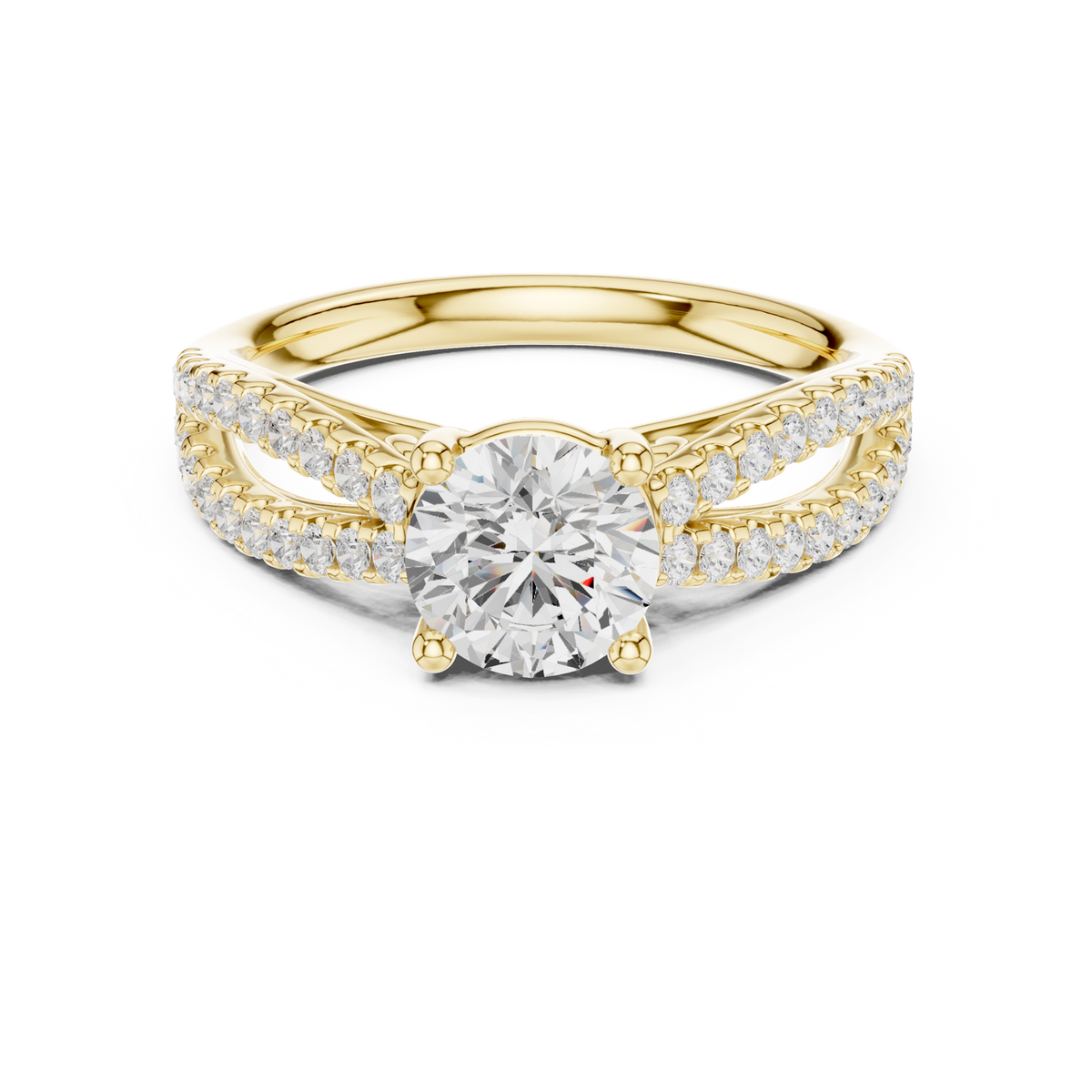 14K Solid Gold Lab Diamond Solitaire Ring, Yellow Gold