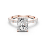 Gold Ring DDLR-177, Radiant center stone, Rose Gold