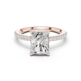 Gold Ring DDLR-177, Radiant center stone, Rose Gold