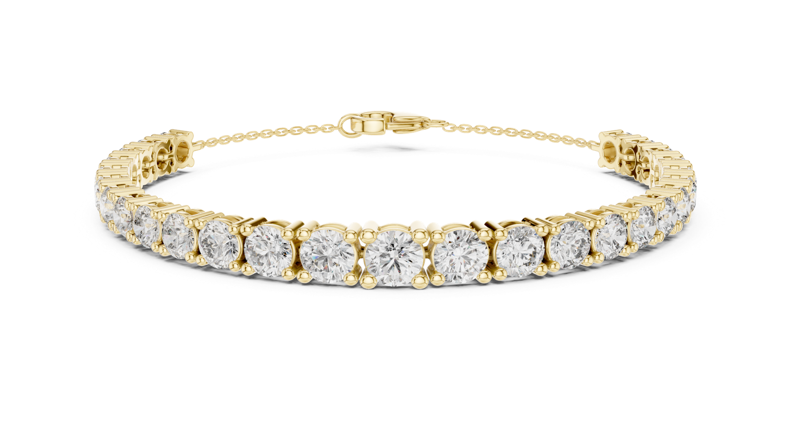 14K Solid Gold Lab Diamond Bracelet, Yellow Gold, view 4