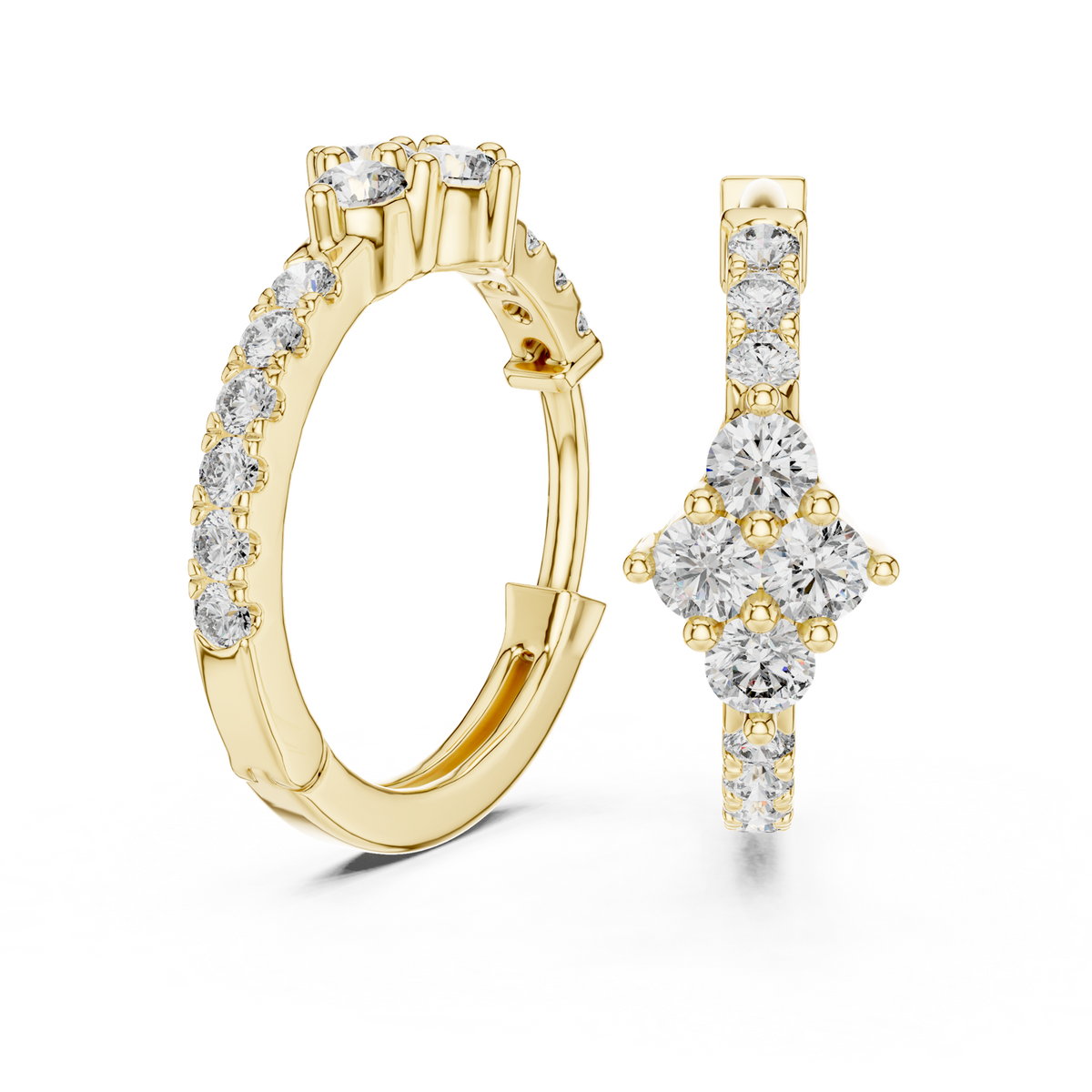 14K Solid Gold Lab Diamond Drop Earrings, Yellow Gold, view 1