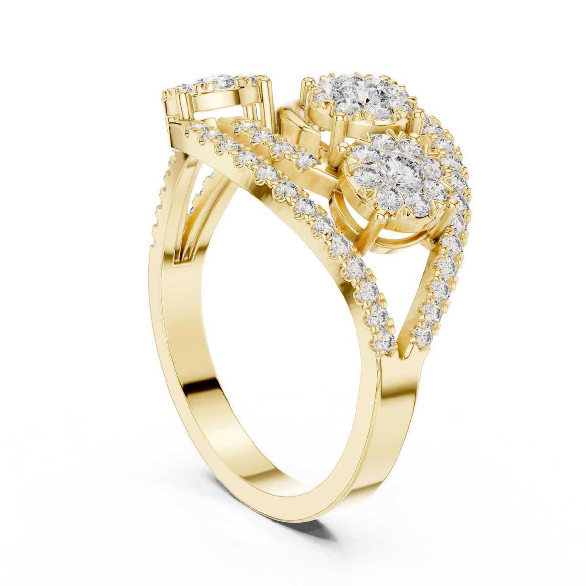 14K Solid Gold Lab Diamond Twist Ring, Yellow Gold, view 1