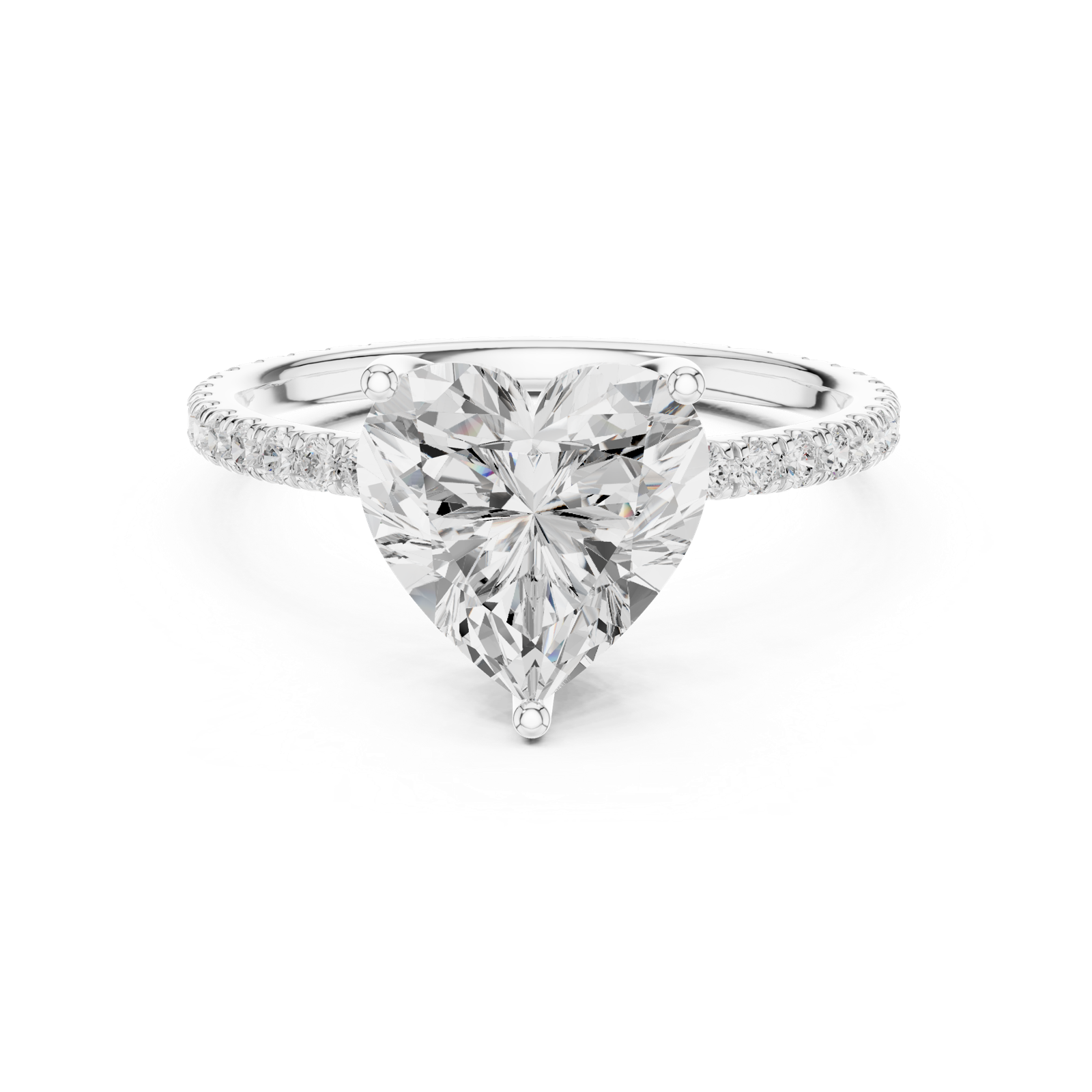 Gold Jewelry L36-16, Heart center stone, White Gold, view 4