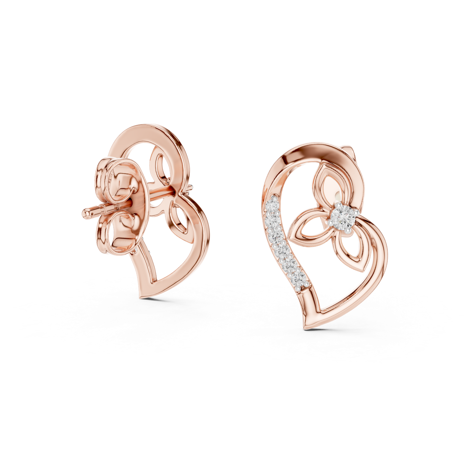 Gold Earrings 12-10031@E, Rose Gold, view 1