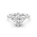 Gold Jewelry L36-16, Princess center stone, White Gold