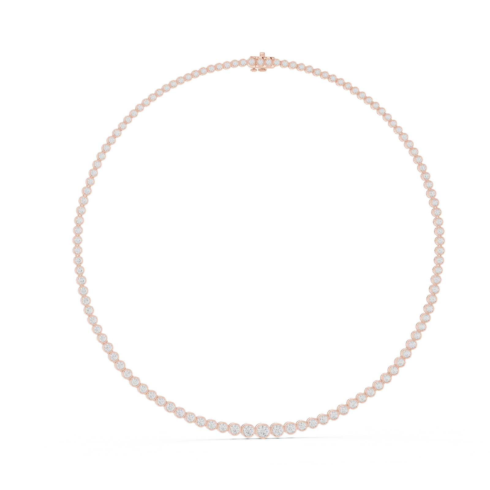 14K Solid Gold Lab Diamond Tennis Necklace, Rose Gold, view 1