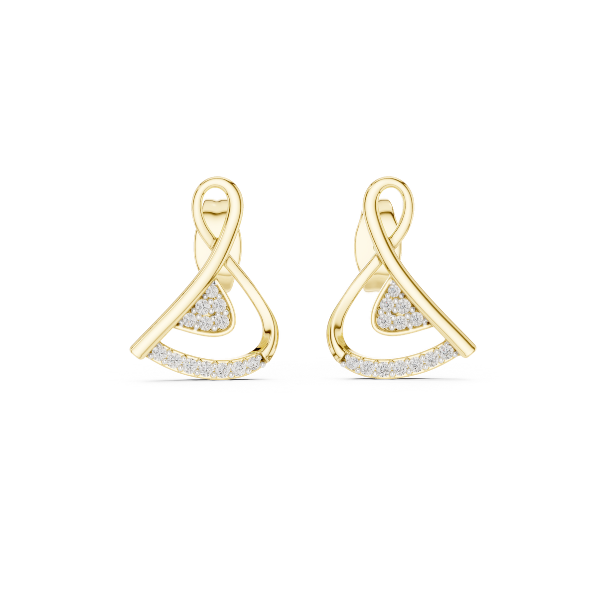 14K Solid Gold Lab Diamond Cluster Earrings, Yellow Gold