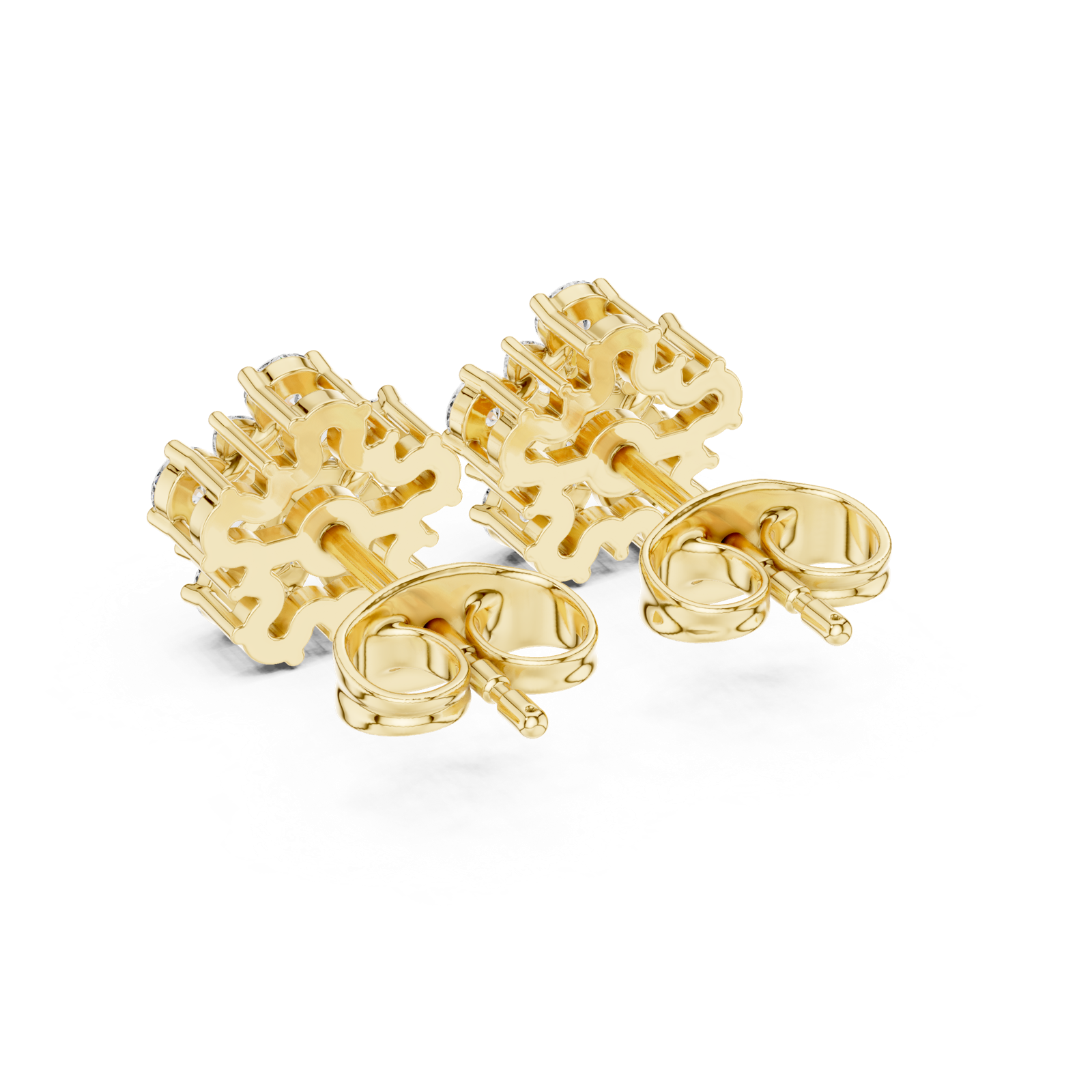 Gold Earrings AGDER-311, Yellow Gold, view 3