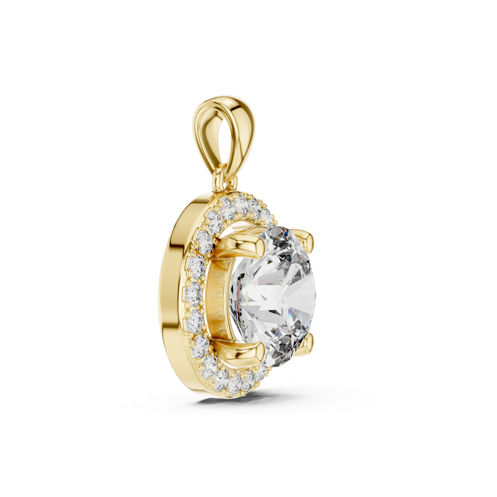 14K Solid Gold Lab Diamond Solitaire Pendant Necklace, Yellow Gold, view 3