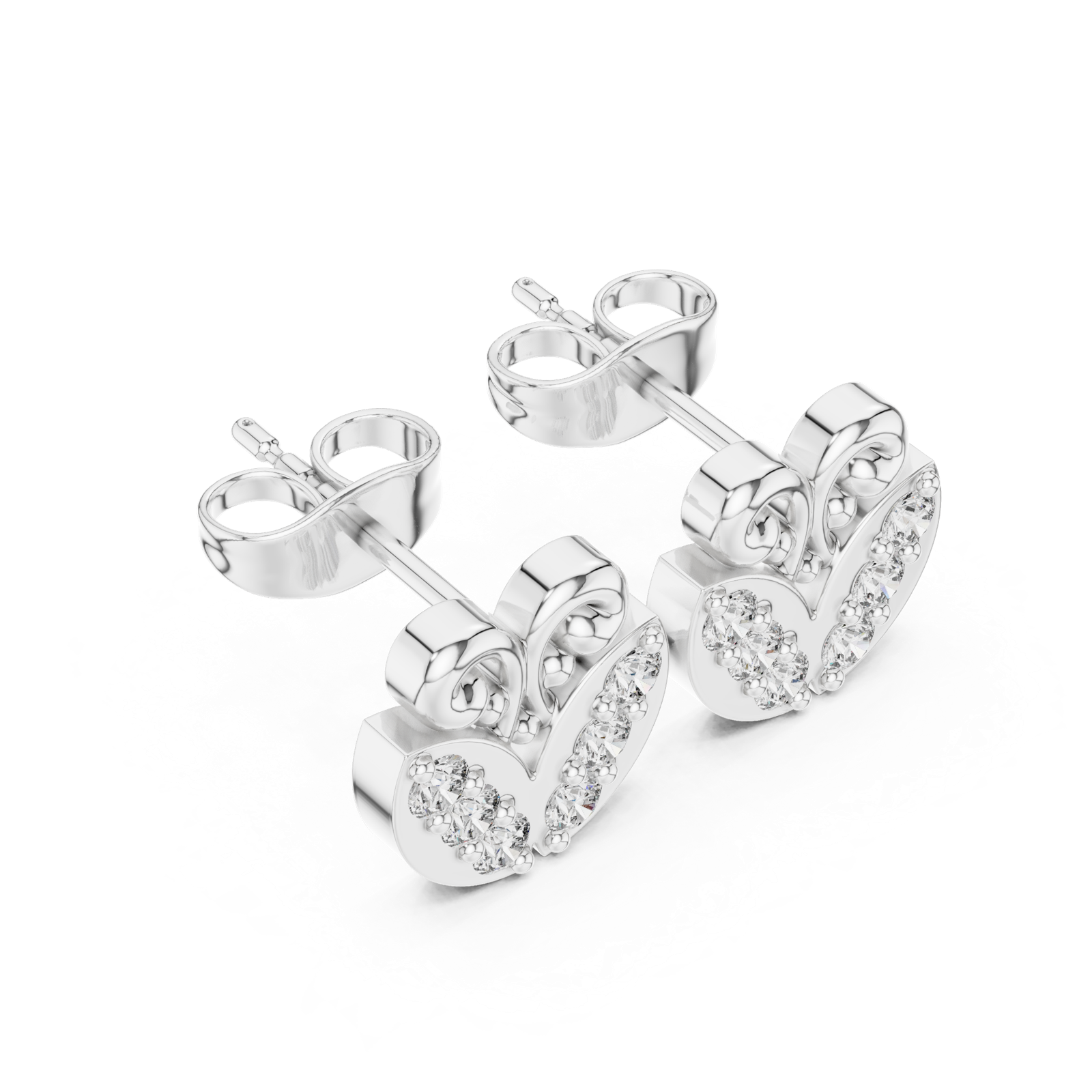 Gold Earrings 9-10045E, White Gold, view 2