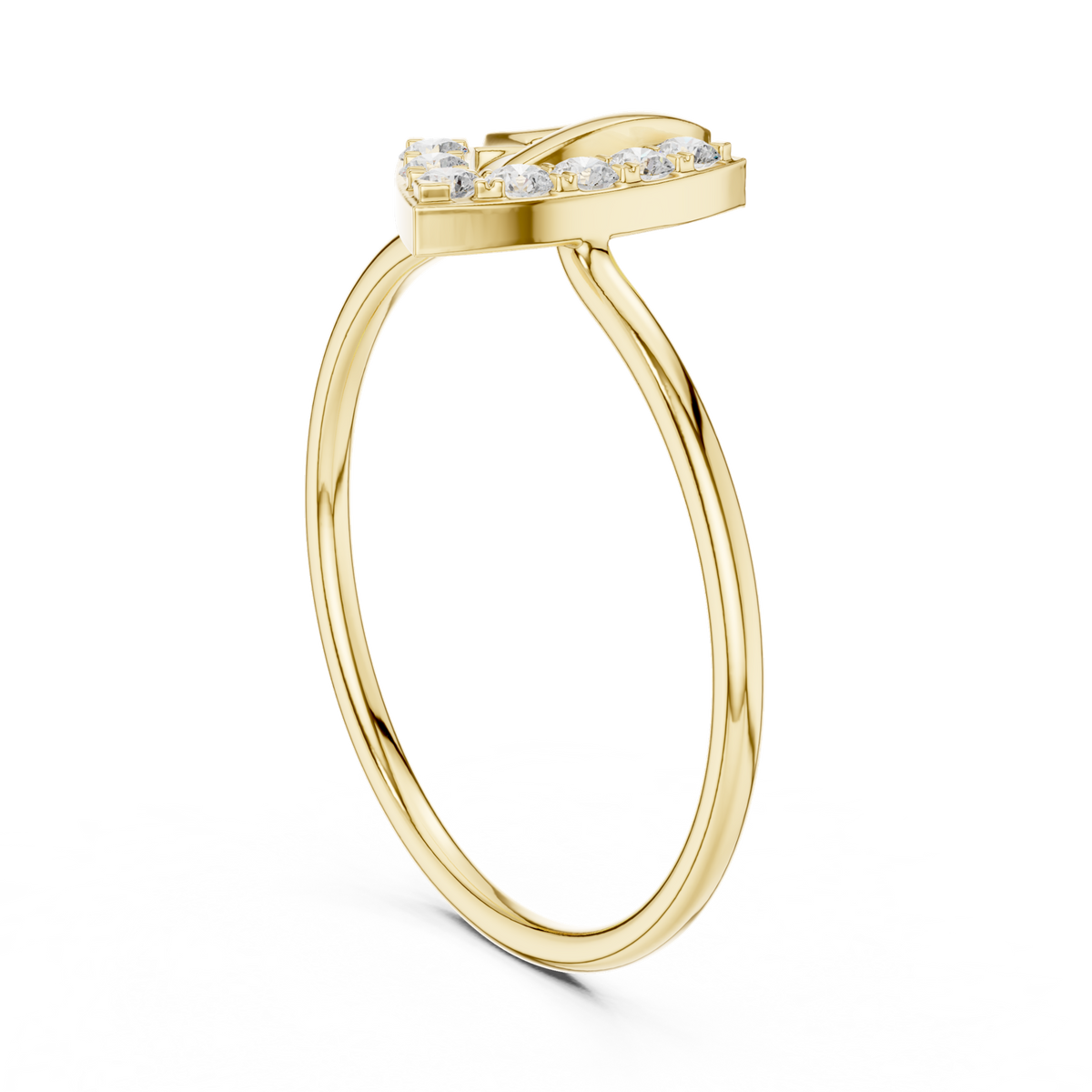 14K Solid Gold Lab Diamond Twist Ring, Yellow Gold, view 1