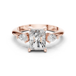 Gold Jewelry L35-66, Radiant center stone, Rose Gold