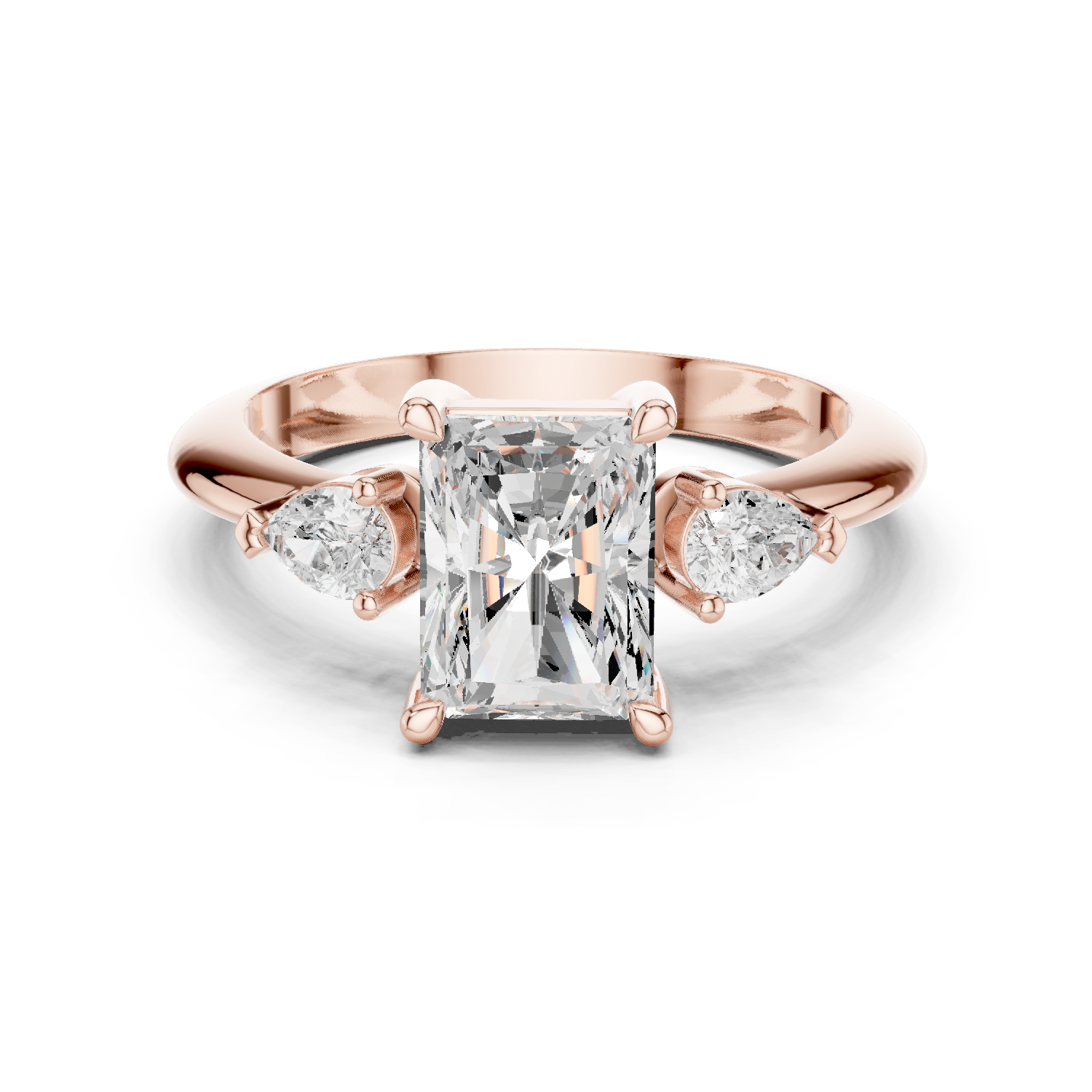 Gold Jewelry L35-66, Radiant center stone, Rose Gold