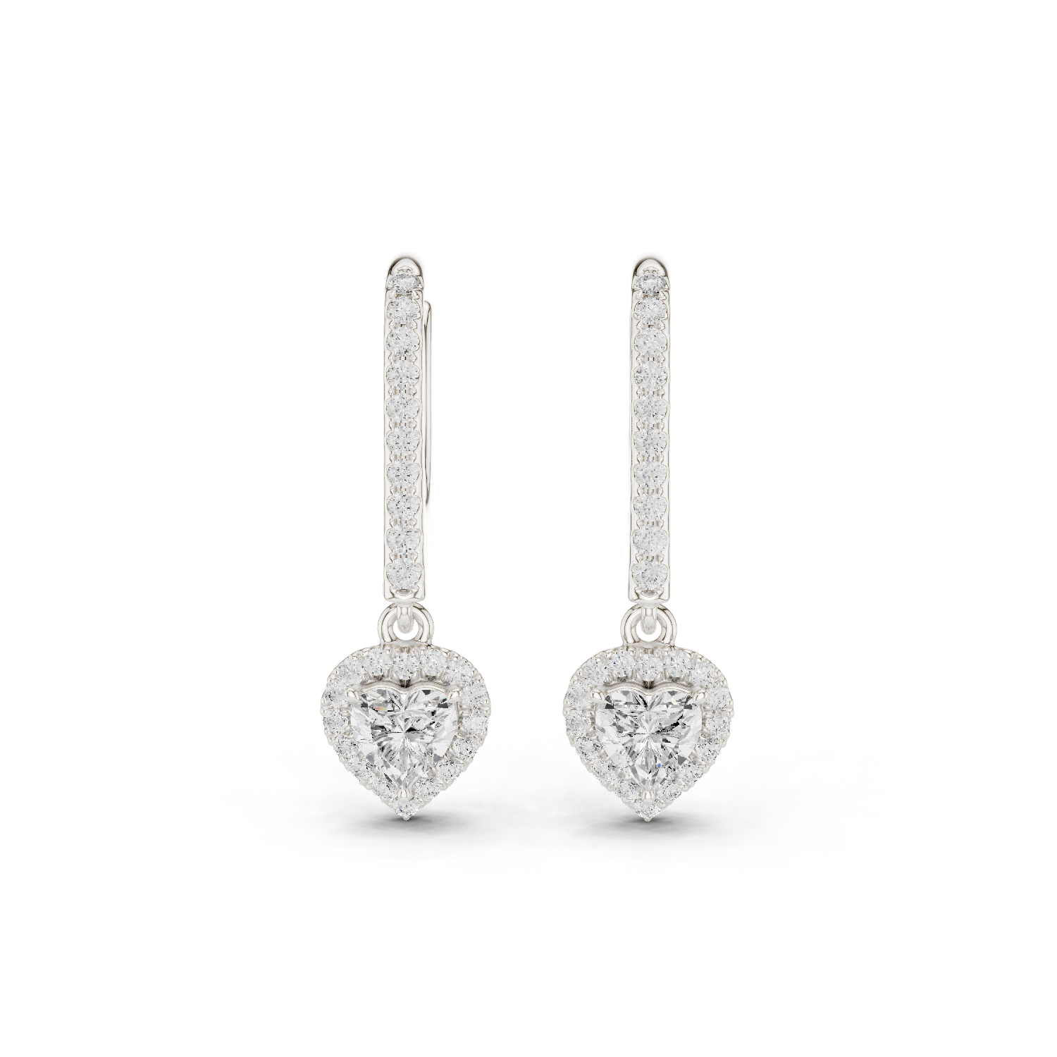 Gold Jewelry DDER-034, Heart center stone, White Gold