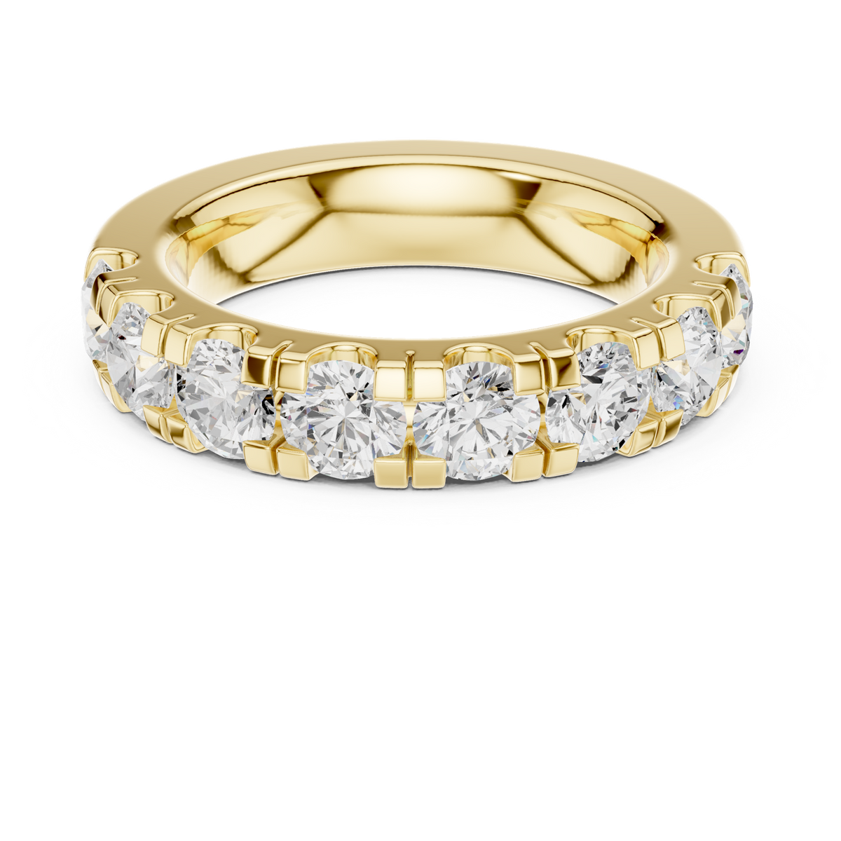 14K Solid Gold Lab Diamond Eternity Ring, Yellow Gold