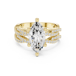 Gold Ring DDLR-300, Marquise center stone, Yellow Gold, view 4