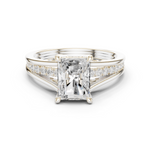 Gold Ring DDLR-253, Radiant center stone, White Gold