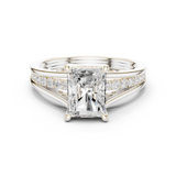 Gold Ring DDLR-253, Radiant center stone, White Gold