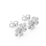 14K Solid Gold Lab Diamond Flower Cluster Earrings, White Gold, view 2